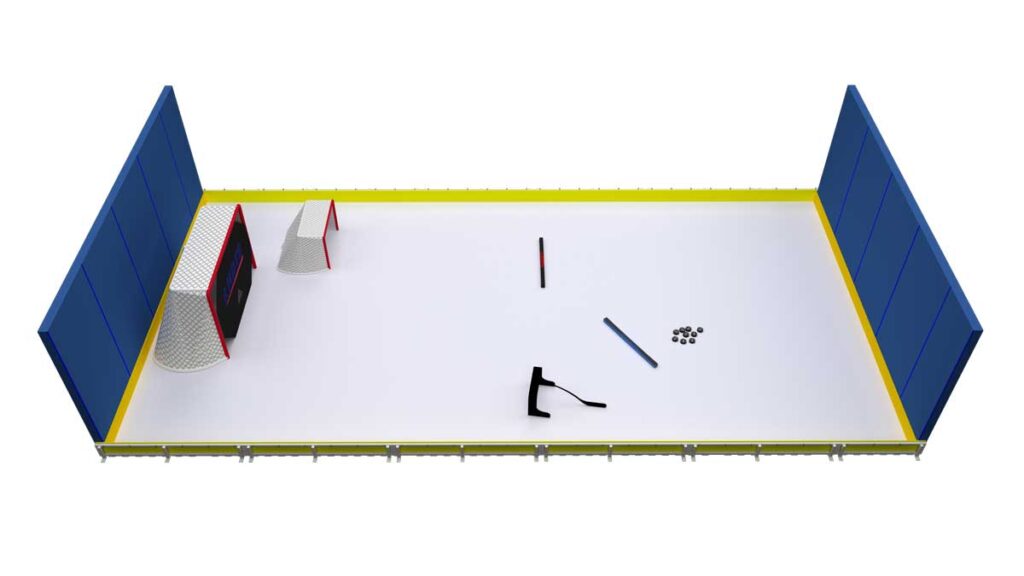 High-quality synthetic ice tiles for realistic hockey practice at home.